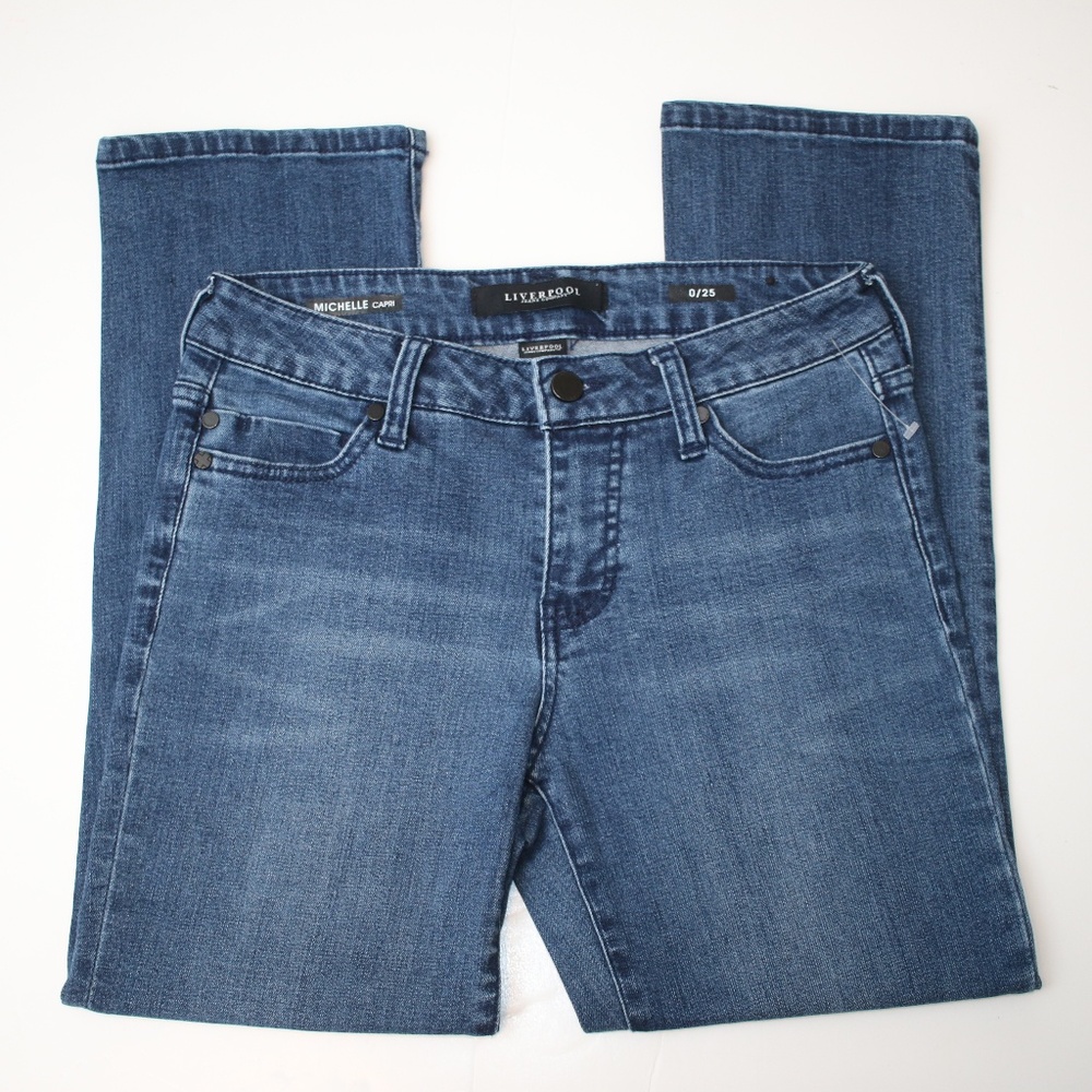 Liverpool Dark Denim Michelle Capri Pants Waist 25 - Picture 4 of 8